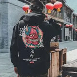 Boys Cool Men Hip Hop Hoodies Japanese Casual Sweatshirts Streetwear Men Women Loose Pullover Harajuku Devil Hoodie