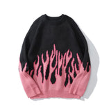 Hip Hop O-Neck Mens Sweater Color Bloack Branches Print Couple Sweaters Oversize Pullover Loose High Street Harajuku