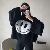 Casual Loose Smile Sweater Female Korean Harajuku Women's Sweaters Femme Japanese Kawaii High Street Ulzzang Clothing