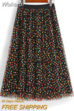 Polka Dot Printed High Waist A-Line Mesh Skirts Women Elegant Y2K Mid Length Tulle Skirt QT1757-Outfit