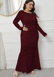 Lace Long Sleeves Plus Size Evening