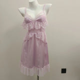 Lace Lace Hollow Pajamas Girls Spring And Autumn Long Pure Desire High-End Simulation Ribbon Braid Skirt