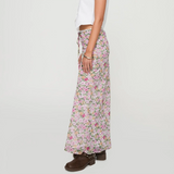 Women's Bodycon Long Skirt Y2k Vintage Slim Lace Trim Floral Print Drawstring Skirt for Summer Elegant Boho Outfits-Outfit