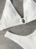 Solid Ring Patchwork Sexy Bikinis Push Up Bikini 2021 New Arrival Swimwear Women Padded Bra Halter Bandage
