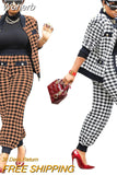 Piece Set Africa Clothes African 2023 New Dashiki Fashion Grid Suit Top And Trousers Super Elastic Party Plus Size For Lady-Outfit