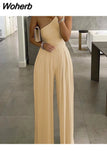 Europe and America Concise Sexy Elegant One-shoulder Pure Color Asymmetric Comfortable Jumpsuit Elegant Woman Jumpsuit 601-0-Outfit