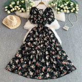 Crumlore Spun Dress Summer New Waists Thin Temperament Orange Trussed French Retro Punut Fairy