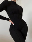 Sexy Joint Round Neck Long Sleeve Sim Fit