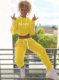 Woherb Fashion Letter Print Contrast Piping Long Sleeve Hoodies And Pant Tracksuit 1127-0-Outfit