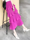 Spring Summer Women Fashion Layered High-waisted Skirts Casual Solid Color Cake Skirt QT1683-Outfit