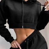 Autumn Winter Two Piece Set For Women Tracksuit Harajuku Hooded Sweatshirt And Elastic Waist Long Pant 2021 Solid