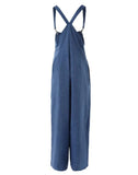Design Wide Leg Suspender Jumpsuit Women Sleeveless High Waist Overall Pants Jumpsuits Soid Color Summer 703-0-Outfit
