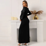 The Independent Station, Pregnant Women Shoot Photo Gowns, Long-Sleeved V-Neck Diamond Dresses For Pregnant Women.-Outfit