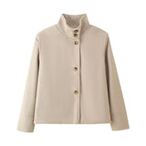 Winter Women's Fashion With Pure Color Single Buckle Collar Loose Wool