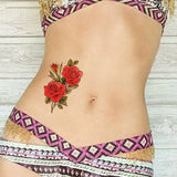 Beautiful Rose Flowers Body Art Neck Abdomen Waterproof Fake Tattoo Sexy for Woman Men Flash Temporary Small Size Tattoo