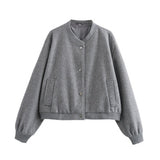 Women's Clothing 2025 Autumn And Winter New Women's Leisure Long-Sleeved Soft Short Bomber Jacket