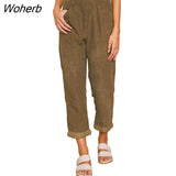 Autumn and Winter Wide Leg Pants Loose Fashion Women High Waist Casual Corduroy Pants Straight Trousers Joggers 23355-Outfit