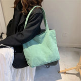 Large-capacity Corduroy Shopping Bags New Art Canvas Shoulder Bag Female Fashion Simple and Versatile Handbags for Women