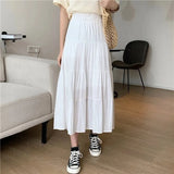 Woherb Splicing Cotton Linen Skirt Literary And Fresh Skirt High Waist Versatile A Line Skirt Casual Skirt-Outfit