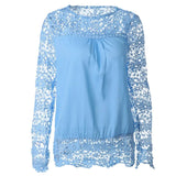 2020 Sping Winter Solid Sexy Lace Patchwork Women's T Shirt Fashion Casual O Neck Long Sleeve Ladies LooseT Shirts