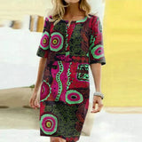 Floral Printed Dress Women Summer Sundress ZANZEA Bohemian Short Sleeve Cotton Knee-length Vestidos