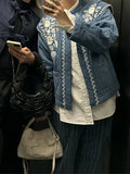 Printed Pocket Cotton Jacket 2025 Autumn And Winter Women's Single Buckle Commuting Warm Coat
