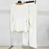 New Fashion Heavy Industry Embroidered Lucide Nails Diamond Jacket Trouser Set Two