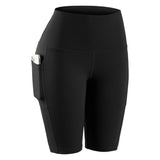 Women High Waist Gym Short Sport Leggings Phone Pockets Jogging Running Trainning Stretchy Fitness Gym