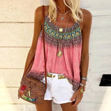 Spaghetti Straps O Neck Women's T Shirt Tops 2021 Fashion Print Casual Loose Solid Sleeveless Plus Size Ladies Vest T