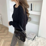 Collar Sweater Female Retro Thicked Autumn And Winter New Korean Version Loose Outside Wear Waist Thin Knitted