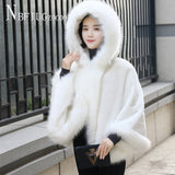 Mink Fleece Short Style Women Capes Hooded Female