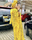 Lace Africa Dress African Dresses for Women African Clothes 2023 Dashiki Organza Bow Taditional Boubou Robe Africaine Femme-Outfit