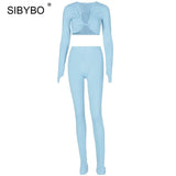 2 Piece Outfits For Women Sexy Long Sleeve Crop Tops Drawstring Leggings Pants Sets Casual Sporty Sweatpants