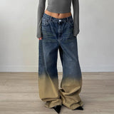 Woherb Wind Cool Girl Wash Water Gradually Change Wide Leg Jeans New Low Waist Loose Straight Leg Casual Pants-Outfit