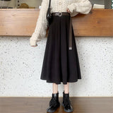 Skirts Women Mid-calf High Waist Friends Korean Style Elegant College Spring Autumn All-match Jupe Mujer Faldas Female