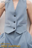 2023 Women Summer Vests Coats Casual Solid V-Neck Sleeveless Single Breasted Female ELegant Sweet Waistcoat Clothing-Outfit