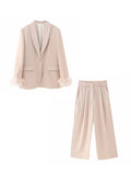 2023 Women Spring Summer Pant Suits2 pieces sets Fashion Solid Blazers Suit Coats and Trousers Female Casual Suits Cloth-Outfit