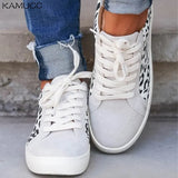 Women Spring Canvas Shoes New Light Slip on Flat Ladies Casual Shoes Woman Loafers White Sneakers Leopard Flats Plus