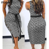 Women Chain Scarf Print Sleeveless Ruched Bodycon Dress 2022 Femme Mock Neck Skinny Party Robe Lady Evening Clothing traf-Outfit