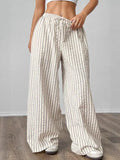 Loosely Tight Waist Striped Casual Straight Women's