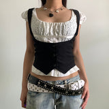Women’s Punk Waistcoat Vest Sexy Body Shaping Vest Fashion Single-breasted Sleeveless Tuxedo Corsetier 90s