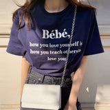 Woherb Korean Chic Summer New Embroidery Stereo Letter Casual Simple Age Reduction Round Collar Short Sleeve Versatile T-Shirt-Outfit