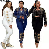 Piece Set African Clothes for Women Tracksuit Dashiki Diamonds Blazer Bra Pants Suits Famous Bazin Jogging Vetement Femme 2023-Outfit