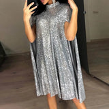 2025 New Small Tie-Collared Bright Dress Loose Women's