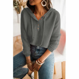 Woherb And Winter New Style Hooded Loose Knit Sweater Solid Color Set Head Casual Hoodie Striped Sweater Woman-Outfit