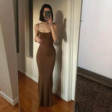 Strap Backless Long Maxi Dresses Party Club Vacation Outfits for Women Sexy Casual Summer Dress 2022 Wholesale