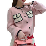 Woherb Fragrant Wind Bump Color Knit Sweater Cardigan Coat Woman Korean Version Temperament Loose And Sweet Soft Waxy Sweater Woman-Outfit