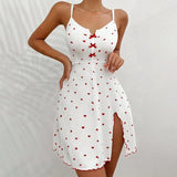 Exploding Love Print Luo Wen Front Fork Deep V Sling Skirt Pyjamas Home Clothes Hot
