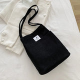Bags for Women 2022 Corduroy Snap Button Shoulder Bag Large Capacity Reusable Shopping Bag Literary Buckle Tote Female