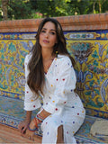 Women Sweet Fashion Printed Split Midi Dress Elegant V Necked Long Sleeve Pleated Vestido 2023 Autumn Lady Chic High Streetwear-Outfit